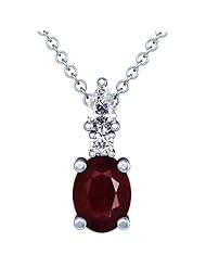Platinum Oval Cut Ruby And Pear Diamond Pendant