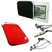 High-Density Form-Fitting Scratch Proof Neoprene Sleeve for Amazon Kindle 2 - SLEEK BLACK and VIBRANT RED Reversible and SweetSound Metallic and Blue Noise Reducing Earbuds
