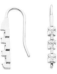 14K White Gold Three-Stone Princess Cut Diamond Earrings - 1.90 Ct. -- LIFETIME WARRANTY