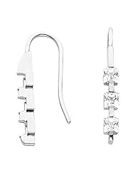 14K White Gold Three-Stone Princess Cut Diamond Earrings - 0.36 Ct. -- LIFETIME WARRANTY