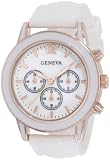 Geneva Women's AMZ1007 Mother-of-Pearl Silicone Croco Strap Watch