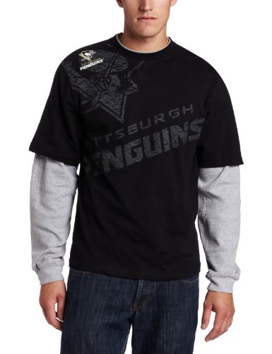 NHL Mens Pittsburgh Penguins Scrimmage Splitter Long Sleeve Tee (Black, Large)