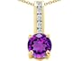 1.35 cttw 14k Yellow Gold Plated Silver Genuine Amethyst and Genuine White Topaz Pendant
