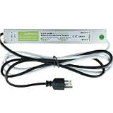 Hitlights 30w Waterproof LED Power Supply Driver Transformer with 3-prong Plug 120 to 12 Volt DC Output