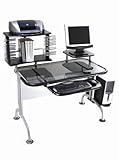 Tempered Computer Black Glass Workstation by Innovex