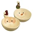 Grasslands Road Snocountry Santa and Snowman Ceramic Dip Bowl with Hat Topped Spreader, Set of 4