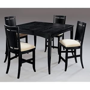 Gathering Table and Bar Stool Set in Black Finish - 137-DINING-SET-3 by