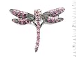 Vintage Deco Pink Aurora Borealis Crystal Dragonfly Pin Brooch - 2.75" wide