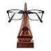 Wooden Nose Shaped Spectacle Stand Eyeglass Holder Hand Carved