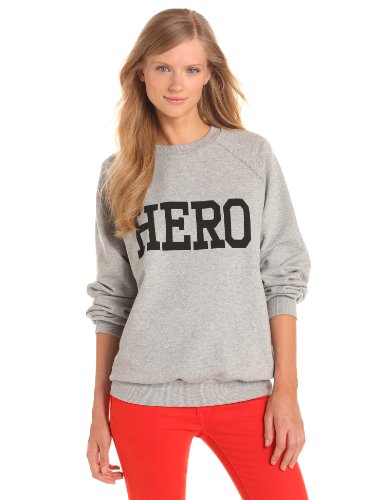 Glamorous Women s Hero Sweatshirt Grey Marl Black Print Medium