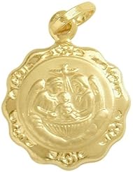 Large 14 Karat Gold Inscribed Religious Baptismal Medal Medallion