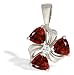 14K White Gold Genuine Trillion Garnet and Diamond Pendant