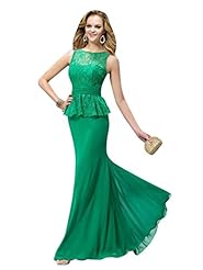 Chiffon Ruched Sheer Lace Mermaid Evening Dress/Wedding Party Dress  With a Ribbon 