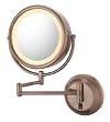 Lighted Wall Mounted 5X to 1X Mirror, Hard Wired, Diablo Bronze