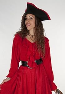 Dress Like A Pirate Brand Light and Flowy Poet Blouse (XL, Red)