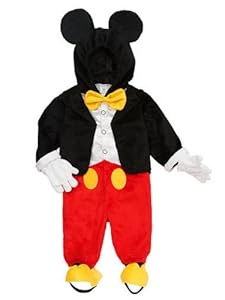 Disney Infant Boys Mickey Mouse Costume Jumper with Mouse Ears Hood & Gloves