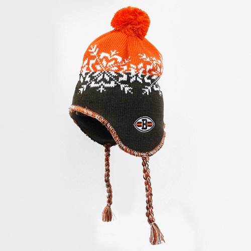 Reebok Cleveland Browns Ladies Brown-Orange Snowflake Tassel Knit Beanie