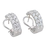 14K White Gold 2 ct. Machine Set Diamond Hoop Earrings (F-G Color, VS Clarity)