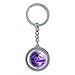 Sunset Beach Palm Tree Hawaii Paradise Purple Spinning Round Metal Key Chain Keychain Ring