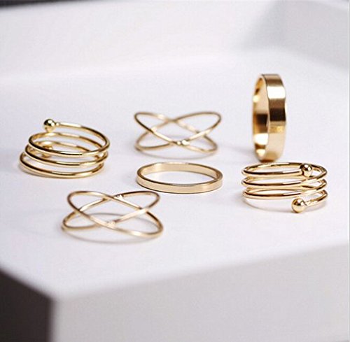 bestwishes2u 6pcs Fashion Punk Finger Joint Knucle Midi Ring Set