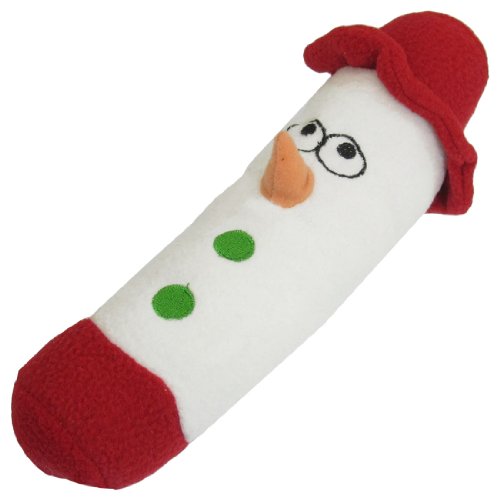 Detail image Como White Red Soft Plush Cartoon Snowman Chew Squeaky Toy for Pet Dog