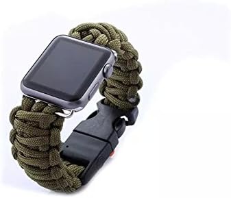 Apple Watch Band 42mm, AFLY 7 Strand 550 Paracord Loop replacement Bracelet Strap Band with Adapter Clasp and Whistle for Apple Watch All Models