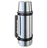 Produkt-Bild: Isosteel VA-9553Q Vakuum-Isolierflasche 1,0 L aus 18/8 Edelstahl mit Quickstop-Einhandausgie&szlig;system, Trinkbecher und Griff