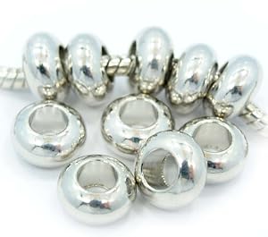 Ten (10) Silver Charm Spacer for European Style Bracelets Fits Pandora, Biagi, Troll, Chamilla, Kay's and Many Others