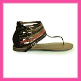 Women's Qupid Brown Leatherette Gladiator Sandals (Athena416A)