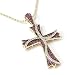 14K Gold Ruby & Diamond Cross Pendant w/ Chain