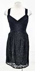 BCBGMAXAZRIA Black Halter Lace Sheath Dress