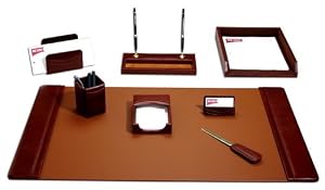 Mocha Leather 8Pc Executive Desk Set in Gift Box
