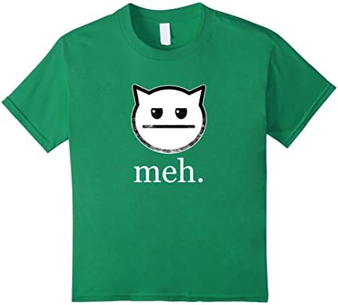 Kids Meh Funny Cat T-Shirt 8 Kelly Green
