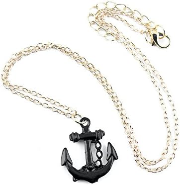 2 PCS Necklace Pendent XL0141 Black Anchor Long Chain Accessory Collier Sweater Lace Jewellery