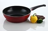 Flamekiss 12quot Red Ceramic Coated Nonstick Wok by Amor Innovative amp Elegant Design Nano Ceramic Coating w Silver Ion 100 PTFE amp PFOA Free Discount