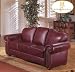 Kitchen & Housewares : Classic Nailhead Trim 100% Burgundy Leather Sofa Couch