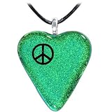 Holly Lynn Green Peace Sign Heart Dichroic Glass Necklace