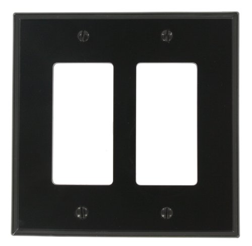 Leviton PJ262-E 2-Gang Decora/GFCI Wallplate, Midway Size, Black