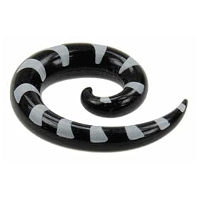 ACRYLIC SPIRAL WITH BLACK AND WHITE PRINT PLUG 4g - Sold Individually