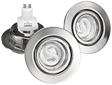 Massive 59543/17/15 3er-Energiespar-Einbauset stahl geb&uuml;rstet, 3 x GU10 230V 7 Watt inklusiv Energiespar-Leuchtmittel, &oslash; 100 mm, Einbau &oslash;8cm