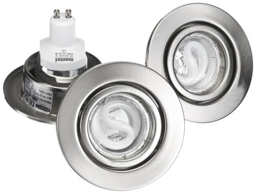 Massive 59543/17/15 3er-Energiespar-Einbauset stahl geb&uuml;rstet, 3 x GU10 230V 7 Watt inklus Preisvergleich