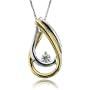 14k Two Tone White and Yellow Gold Tear Drop Diamond Pendant Necklace (GH, SI3-I1, 0.12 carat)