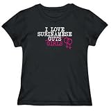 T-Shirt Woman Black  I Love Surinamese Girls  Suriname Country