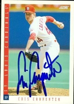 Cris Carpenter Autographed/Hand Signed Baseball Card (St. Louis Cardinals) 1993 Score #633