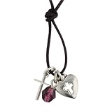 Pewter Puffy Heart w/ Thin Cross Pendant by Bob Siemon, 24"
