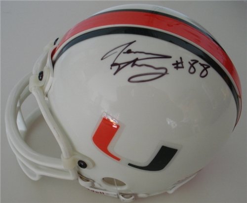 Jeremy Shockey Autographed/Hand Signed/Autographed Miami Hurricanes Mini Helmet