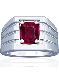 18K White Gold Cushion Cut Ruby Solitaire Ring