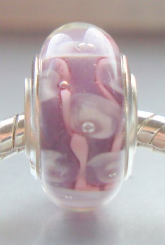 Pandora Compatible 925 Stamped Purple & Pink Swirl Unique Handmade Jewelery Genuine Murano Glass Charm Beads - 925 Stamped Silver Single Core - Fits Pandora, Chamilia, Troll, Biagi Bracelet - **READY FOR IMMEDIATE DISPATCH**