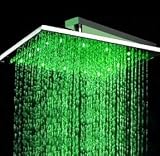 12 Inch Wall Mount Square Rainfall LED Shower Head, Stainless Steel