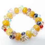 Crystal Beaded Jade Marble Bracelets Yellow /FC-B2003